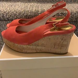 Michael Kors Natalia Sling Heels Suede Platforms Cork Heels 9 M
